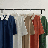 カーボ刺繍カラーカラー半袖Tシャツ / Carbo embroidery color collar short-sleeved T-shirt