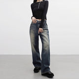 Keevy Button Wide Denim Pants