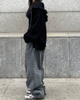 Hoshi mesh hooded knit zip-up