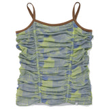 GRAPHIC LAYERED SHIRRING SLEEVELESS [LIME]