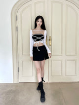 ボレロクロスストラップラインカーディガン / 943. Bolero cross strap line cardi (3color)
