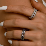ストーン キューバ リング / [S925] Stones Cuban Ring (white,silver)
