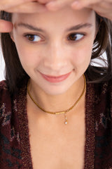 ロゴバーウィズドロップチェーンチョーカーネックレス/Logo bar with drop chain choker necklace