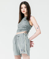 ANGEL EMBROIDERY TOWEL HALF PANTS (6584943673462)