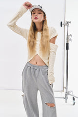 ベルベットカットアウトウォーマーTシャツ / Velvet Cut-out Warmer t (4 colors)