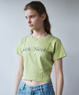 NICOLE PINTUCK CROP TEE_BLACK