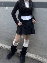スクールルックシャツカーディガンレイヤードセット / School Look Shirt Cardigan Layered Set