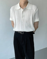 キコスコッチショートスリーブカラーニットウェア / OWN Kiko Scotch Short-Sleeved Collar Knitwear (2 colors)