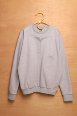 ハーフジップレイヤードスウェットシャツ / HALF ZIP LAYERD SWEATSHIRTS-MIXTURE GREY