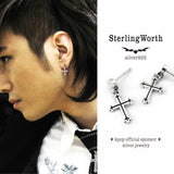 クロスシルバーイヤリング / Grapevine-D1 cross silver earring (4593024270454)