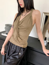 Cotyl Unfoot Wrap Shirring Draping Sleeveless Sleeveless
