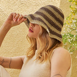 Stripe paper bucket hat Brown