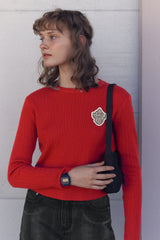 EMBLEM WAPPEN ROUND NECK KNIT [RED]