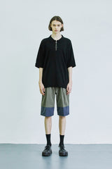 カラーブロックバンディングハーフナイロンパンツ / color block banding half nylon pants khaki