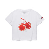 ビッグチェリーホットフィックスポイントクロップTシャツ / BIG CHERRY HOTFIX POINT CROP T-SHIRT [WHITE]