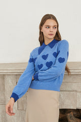heart jacquard cashmere collar top_clear sky (6655898517622)