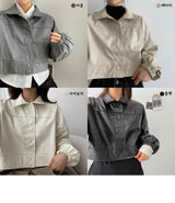 レザークロップドジャケット/Dijou leather cropped jacket