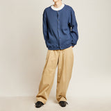 ラウンドネックワッフルカーディガン/DAMP ROUND-NECK WAFFLE CARDIGAN_NAVY