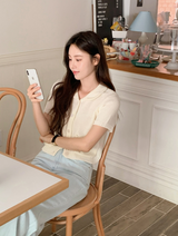 Pocket Knit Short Sleeve Cardigan (4color)
