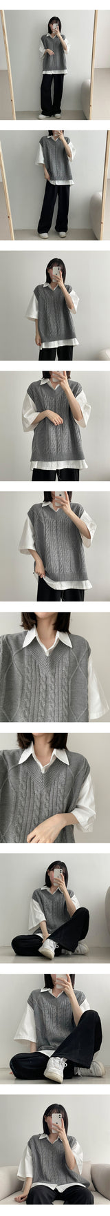 エッチツイストVニットベスト / Etch Twisted V-knit vest