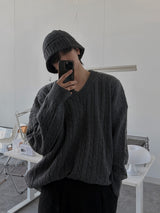 オーバーフィットツイストVネックニット (7color)
