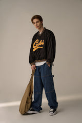 RETRO V-NECK NYLON PULLOVER (BLACK)