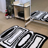 Black & white oval square tufting rug
