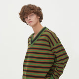 STRIPE V NECK KNIT_GREEN (6612841693302)