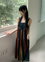 Horner Hippie Bohemian Striped Sleeveless Long Dress