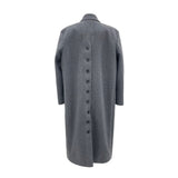 [UNISEX]ウールバックボタンマキシロングコート(ブラック)