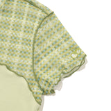 スモールチェリーメッシュパターンカラーミックスクロップTシャツ / SMALL CHERRY MESH PATTERN COLOR MIX CROP T-SHIRT [LIME]