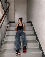 ワイドフィットスリットデニムパンツ/WIDE FIT SLIT MEDIUM BLUE DENIM PANTS [16634]