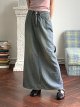ホティヴィンテージウォッシング夏デニムマキシロングスカート/Hotty Vintage Wash Summer Denim Maxi Long Skirt