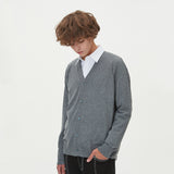 LAMBSWOOL V NECK CARDIGAN_GRAY (6612826947702)