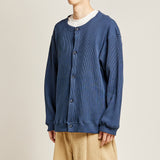 ラウンドネックワッフルカーディガン/DAMP ROUND-NECK WAFFLE CARDIGAN_NAVY