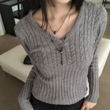 Zsi スリムツイストVネック長袖ニット
