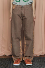 TIE-DYE BLOCK DENIM PANTS / BROWN