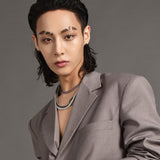 スネークテニスキュービックネックレス/blacklabel snake tennis cubic necklace