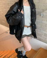 Hidden leather jumper