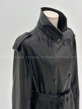 Double leather long coat