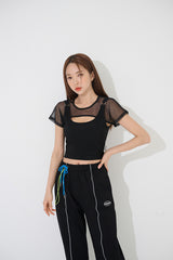 スリーブレスレイヤードクロップTシャツ/TOP(9233)Sleeveless Layered Crop Tee