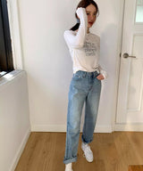 ミドルアップデニムパンツ