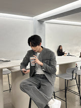 セミオーバーチャイナセットアップデニムジャケット / LMN Semi-Over China Setup Denim Jacket (Gray)
