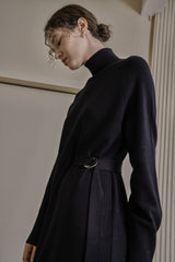 アンバランスニットドレス/UNBALANCED KNIT DRESS_BLACK