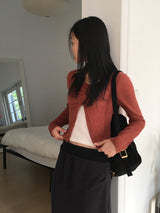 Tati unbalmed diagonal button booklet shirring knit cardigan