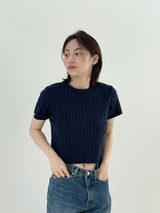 Twisted knitwear short-sleeved