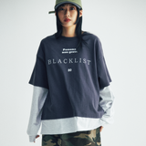 ブラックリストレタリングレイヤードTシャツ