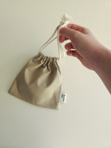 Two tone string pouch - beige M