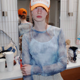 マーブルメッシュトップ / MARBLE MESH TOP_MINT GRAY