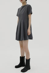 プリーツミニショートスリーブドレス / Pleats Mini Short Sleeve Dress (3color)